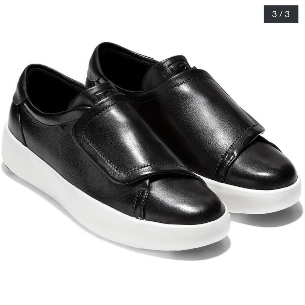Cole Haan Womens GrandPro Ten Sneakers Leather Flatform - Black Leather Size 7.5